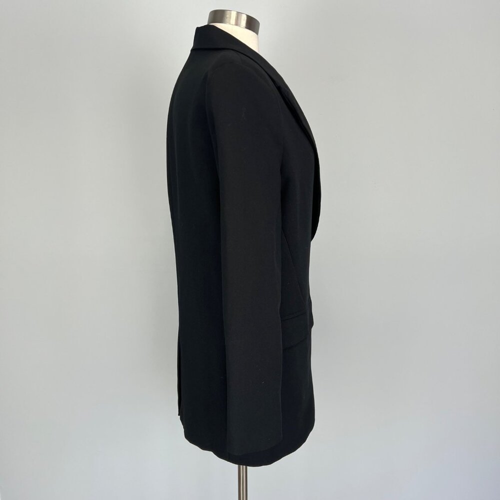 T Tahari Womens Single Button Peak Lapel Blazer Black Flap Pockets size 12 - Picture 8 of 16